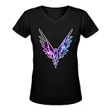 Maverick Logo T Shirt,Logan Paul Logang YouTube womens V Neck T-Shirts Black, Large