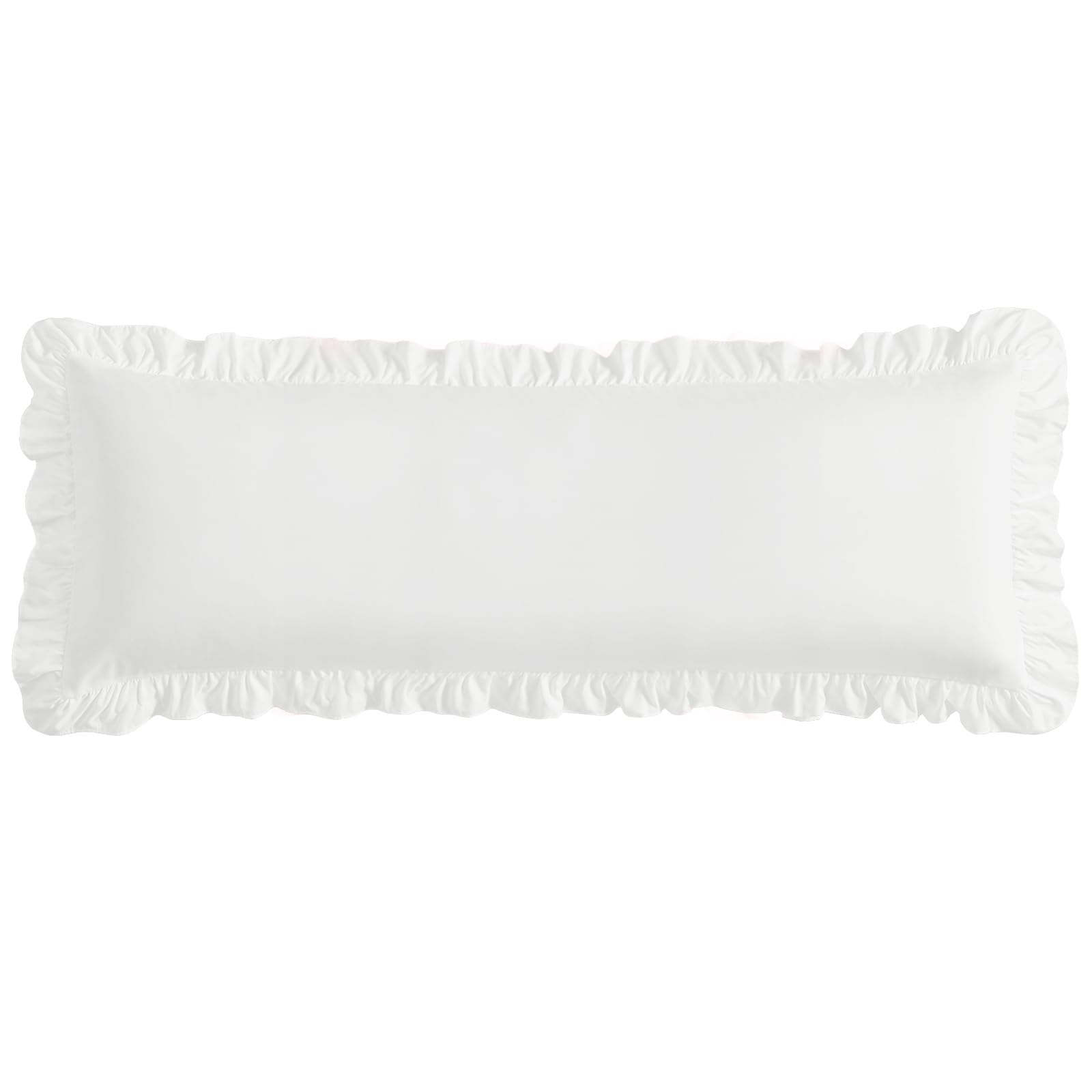 Photo 1 of ***CASE ONLY (1) *** Cobedzy Ruffled Pillow Cases Set of 1, White Body Pillow Shams Brushed Microfiber Edge Ruffled Soft Pillow Cover with Envelope Closure for Bedding Decor (20"x54")