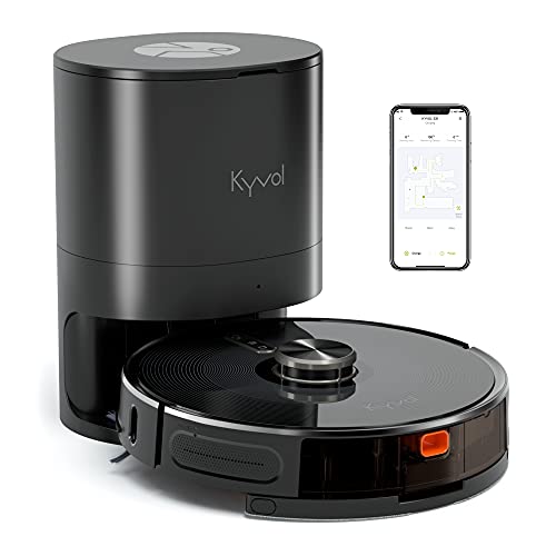 KÝVÖL S31 Saugroboter mit Wischfunktion, Laser Navigation, Seblstentleerung, 2800Pa Saugkraft Staubsauger Roboter mit Karte, 240Min. Laufzeit, Kompatibel mit Alexa, Ideal für Haare, Teppiche