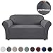 Turquoize Stretch Sofa Slipcover Loveseat Cover Couch Covers for 2 Cushion Couch 1 Piece Sofa Slipcover for Living Room with Jacquard Fabric and Elastic Bottom Pet Furniture Protector (Loveseat, Gray)