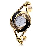 Soleasy New Fashion Women's Bangle Wrist Watch Quartz Gold-black Wth0204