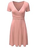 NINEXIS Women's Wrap Surplice Short Sleeve Dress CORAL XL