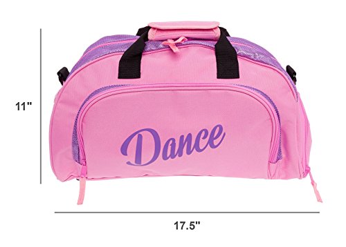 Silver Lilly Womens Nylon Dance Duffel Gym Bag w/Shoe Compartment (Pink/Purple, One Size)