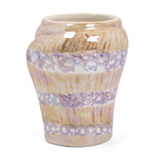 FORLONG FL3015 Purple Sea Snail Conch Ceramic Bathroom Accessories Set of 4:1 Gargle Cups,1 Toothbrush Holders,1 Soap Dishes,1 Soap Dispenser