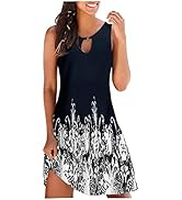 TIMIFIS Summer Dress for Women Casual Sleeveless Midi Dress Loose Fit Crewneck Beach Dresses Fash...