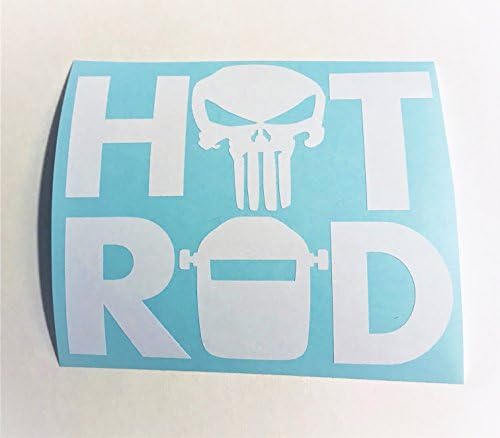 Welder Hood Decal Hot Rod Punisher White Vinyl Decal