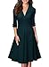 Miusol Women's Retro Deep-V Neck Half Sleeve Vintage Cocktail Swing Dress,Green,Medium