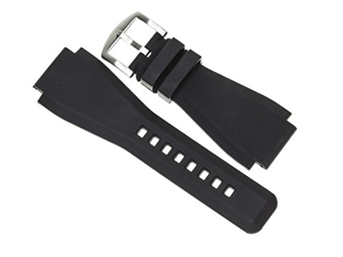 24mm Rubber Strap Black Diver Watch Band fits Bell & Ross BR01 BR03 Brush Stainless Buckle
