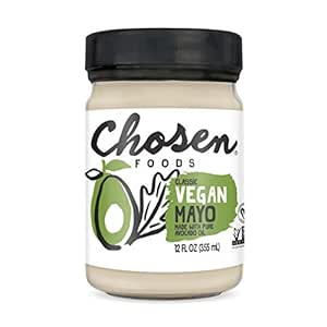 Chosen Foods Vegan Avocado Oil Mayo – 100% Pure Plant-Based, Gluten Free, Kosher, Non-GMO, for Sandwiches, Dressings, Cooking, and Sauces, 12 Oz (Pack of 1)