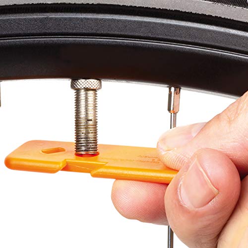 SKS GERMANY LEVERMEN Reifenheber 3er-Set (Fahrradzubehör aus stabilem Hochleistungskunststoff, inkl. SV-Schlüssel und AV-Entlüfter, Einkerbung zur Befestigung an der Speiche), orange – Bild 5