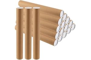 PINGEUI 18 Pcs Cardboard Poster Tubes, 2 inch x 17 inch Mailing Tubes with Caps, Empty Kraft Paper Round Packaging Tube for S