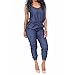 Fashion Sexy Denim Piece Pants Woman V Neck Sleeveless Denim Jumpsuits (L, Multi)