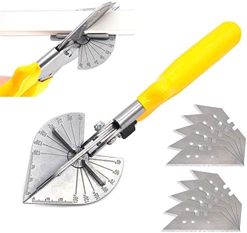 Multi Angle Miter Cutter, Hand Shear Purpose Trim Tools, 45 to 120 Degree with 10 Spare Blade for Plumbers Electricians and Carpenters