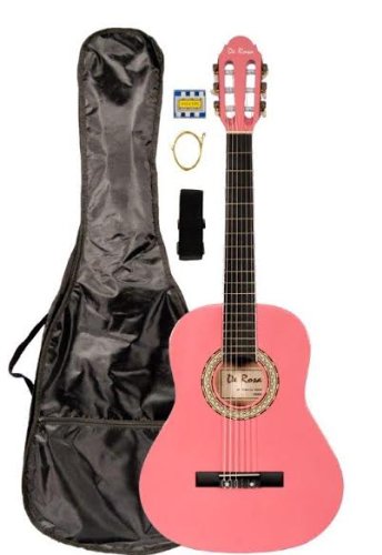 36" Inch 3/4 Pink Student Beginner Classical Nylon String Guitar and Carrying Bag, Strap, & DirectlyCheap(TM) Translucent Blue Medium Guitar Pick (PRO-K Series)[Teacher Approved]