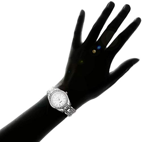 YOSIMI Women Watches Quartz Waterproof Silver Steel Bracelet Luminous Sapphire
