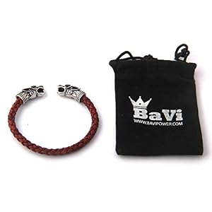 BaviPower Handcrafted Viking Bracelet – Adjustable Stainless Steel Wolf Head Bangle, Norse Scandinavian Jewelry For Men - View #3