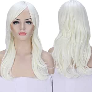 Amazon.com: 58cm Women Long Wavy Hair Wig Blonde White ...