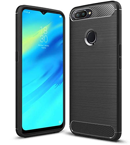 Bracevor Brushed TPU Back Cover for Oppo Realme 2 Pro | Oppo F9 Pro | Realme U1 - Black | Rugged Armor Case | Carbon Fib