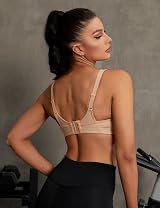 WingsLove Women's High Impact Sports Bra Full Coverage Wirefree Nude view 2