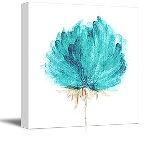 Canvas Wall Art Abstract Ink Watercolor Flowers Painting Artwork for Home Prints Framed - 12x12 inches