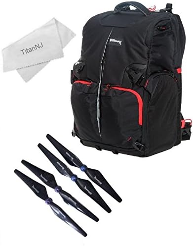 Backpack For DJI Quadcopter Drones,Phantom 3,Pro 3 Advanced,Phantom 1+2 Vision, Phantom 1+2+Gimbal/Phantom FC40,Fits Extra Accessories GoPro Cams & Laptop+4x Carbon Fiber Self-Tightening Props! Black