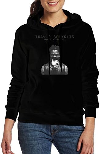 Gilles Womens Adult Travis Scott Hoodies Sweatshirt with Pocket Hooded Sweatshirt Black