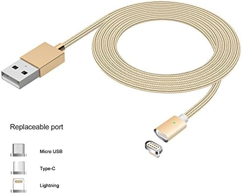 USB Charger Cable-3in1 Magnetic Charging Cable-Nylon Braided Fast Charging 3.3ft 2.0 Micro USB Cable Magnet-High Speed USB Cable for iPhone. (Glod)