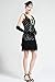 BABEYOND Women's Flapper Dresses 1920s V Neck Beaded Fringed Great Gatsby Dress Black