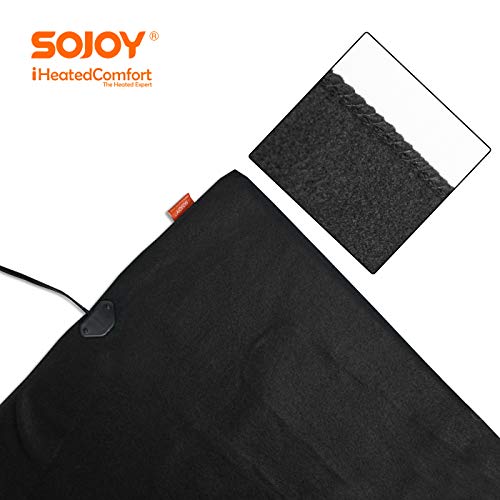 Sojoy 12V Heated Electric Car Blanket, 45 Minute Heating Timing Function, Easy Controller, Fleece Travel Throw for Car and RV-Great for Cold Black SJ734R073