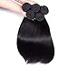 Brazilian Straight Virgin Human Hair 3 Bundles With Closure Human Hair Weave Extensions With 4X4 Lace Closure(14 16 18 with 12)