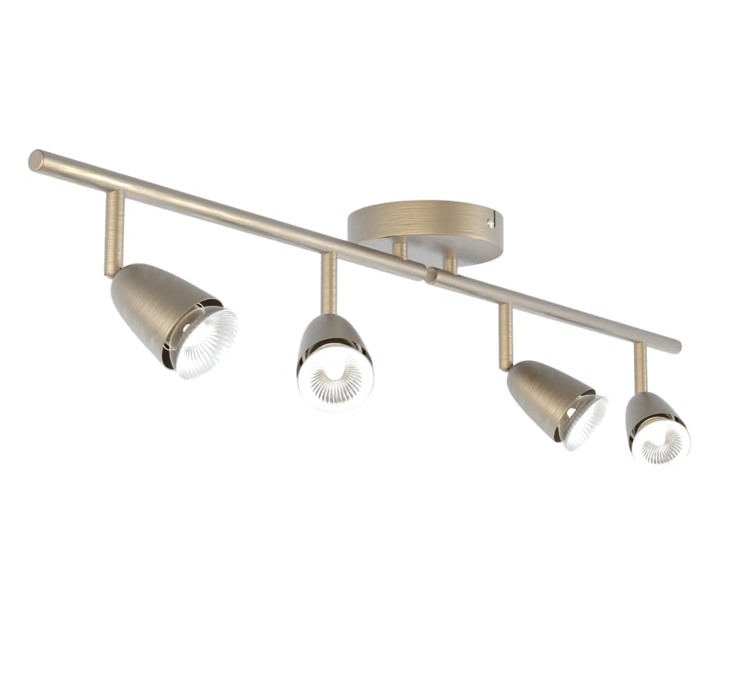 National Lighting Led Celing Lights Rotatable, 4 Way Ceiling Spolights, Antique Brass Finish, for Living Room, Kitchen, Bedroom, GU10 Led Compatible