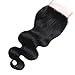 Lanyi 14 inch Brazilian Body Wave Lace Closure Free Part Virgin Human Hair Closure Natural Black 1b 130% Density 4x4 Lace