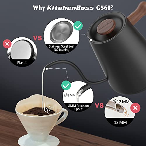 Electric Gooseneck Pour Over Kettle KitchenBoss 1 Liter Temperature