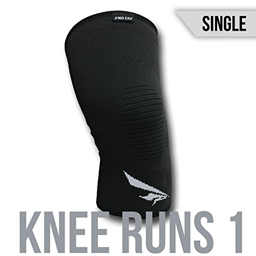 2nd Era Knee Runs 1 - Best Compression Knee Support Sleeves Brace Wraps - For Professional Elite Athletes: Running, Jogging, Bodybuilding, and Weight Lifting - Single (Black, Medium)
