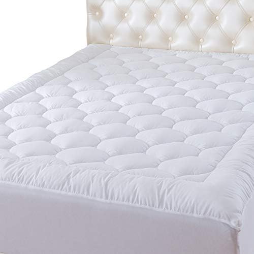 Baile Waterproof Mattress Pad Cover- Fitted Quilted 8-21Inch Deep Pocket Cotton Top Down Alternative Filling Mattress Topper Queen CK72x84
