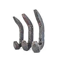 Rustic Reclaimed Railroad Spike Coat Wall Hook - Vintage Decor Organizer for Any Entryway, Bedroom, Living Room or Kitchen - Heavy Duty Original Iron Coat Rack (Double Hook)