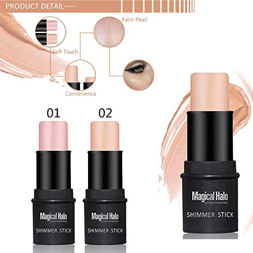 COOSA Makeup 2 Color Highlighter Stick Skin Care Shimmer Cream Powder Waterproof Light Face Cosmetics Stick Highlighters(2PCS) - Thumbnail 5