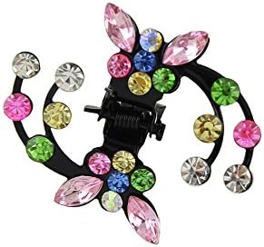 Feelontop Fashion Hair Jewelry Lovely Colorful Rhinestone Branch Flower Hair Claws with Jewelry Pouch (colorful)