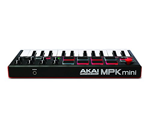 Akai Professional MPK MINI MK2 MKII | 25-Key Ultra-Portable USB MIDI Drum Pad & Keyboard Controller (Red/Black)+ 4-Port USB 2.0 Hub + High Speed USB Extension Cable + Clean Cloth - Thumbnail 3