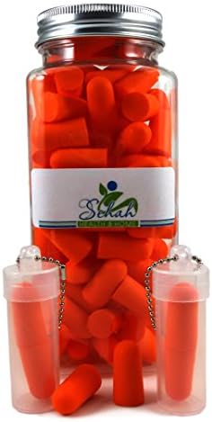 Premium Ear Plugs - 50+2 Pairs - 2 Free Travel Keychain containers Cases - Comfortable Soft Foam earplugs - Hearing Safety Protection Noise Block Reduction - Sleep Construction snoring - Sehah Health