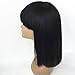 JYL Hair Human Hair Bob Wigs with Bangs Brazilian Yaki Machine Made Glueless Short Wigs Grade 8A (12