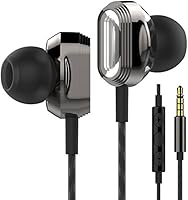 Betron ProX7 Noise Isolating Earphones Headphones with Dual Driver, Microphone and Volume Control - Black