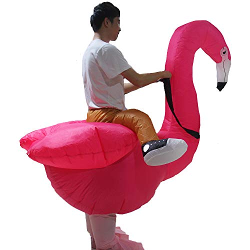 Seasonblow Fancy Adult Inflatable Dinosaur Unicorn Cowboy Costume Halloween Cosplay Fantasy Costume (Flamingo)