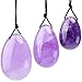 rockcloud Amethyst Set of 3 Drilled Yoni Eggs with String, Massage Stones for Women to Train Pelvic Muscles Kegel Exercise