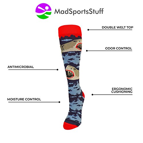 image for MadSportsStuff Great White Sharks Over The Calf Socks (Navy/Scarlet/Gr