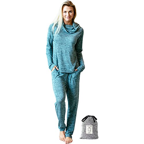 Hello Mello Carefree Threads, Top and Pant Matching Set With Drawstring Bag, Melange (X-Large (16), Mint)