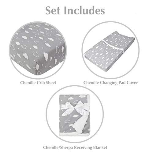 American Baby Company Heavenly Soft Chenille Sherpa Receiving Blanket