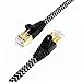 Tera Grand - 6FT - CAT7 10 Gigabit Ethernet Ultra Flat Patch Cable for Modem Router LAN Network - Braided Jacket, Gold Plated Shielded RJ45 Connectors, Faster Than CAT6a CAT6 CAT5e, Black & White