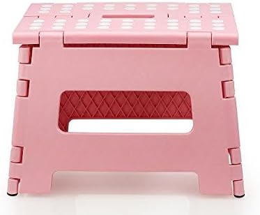 StepSafe® Non Slip Folding Step Stool For Kids and Adults with Handle- 9" in Height, Holds up to 300 Lb!- Pack of 2 (Pink)