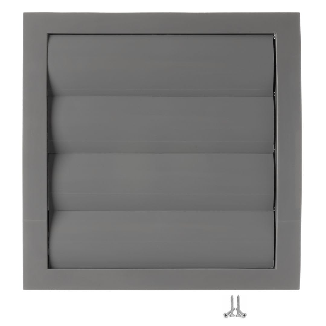 Ø 125mm / 5'' Grey Plastic Ventilation Grille with Non-Return Gravity Shutters - Air Vent Cover with Insect Protection